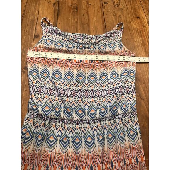 CAbi Maxi Dress Size Large Cowl Neck Aztec Ikat Sundress Sleeveless Resort - Picture 9 of 12